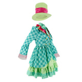 Hatter Costume Women Mad Tea Party Halloween Cosplay Dress with Bowtie Top Hat Leggings Mardi Gras V1107-129-29170-GRN-M