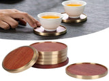 Wooden Tea Cup Mat Insulation Desktop Cup Pad Set with Base Tray Tea Ceremony AccessoriesRosewood V1294-YM0718-3118210009612