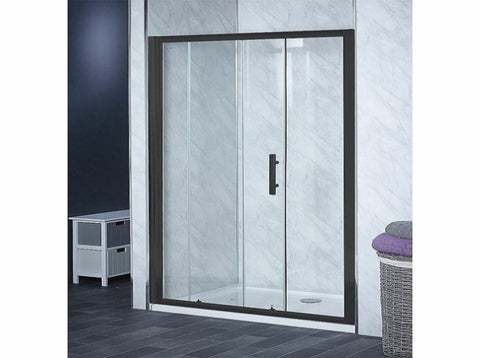 120-130cm Adjustable Wall to Wall Sliding Glass Shower Door in Black V63-847041