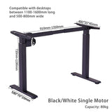 160cm Standing Desk Height Adjustable Sit Stand Motorised Black Single Motor Frame White Top V255-SMB-160W