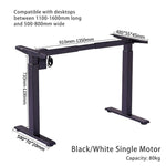 160cm Standing Desk Height Adjustable Sit Stand Motorised Grey Single Motor Frame Black Top V255-SMG-160B