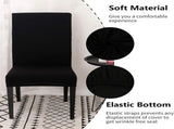 Dining Room Chair Covers Stretchy Washable Set of 6 Black Seat Covers for Hotels Removable V1188-TR101-30916-4