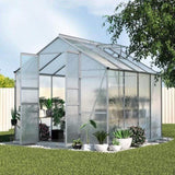 Greenfingers Greenhouse 2.42x2.5x2.26M Aluminium Double Doors Green House Garden Shed GH-ALU-C-242X250-DOU-AB