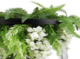 Black Framed Roof Hanging Disc With Draping Life-Like Wisteria Flowers UV Resistant 60cm V637-DP7778001B