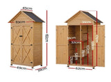 Gardeon Outdoor Storage Cabinet Cupboard Tool Organizer Shed Adjustable Natural OSC-CABI-WOOD-DD-BR