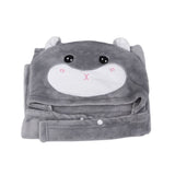 1 Piece Short Size Plush Hooded Blanket with Cartoon Hamster Design, Soft Cozy Throw for Home Use V1192-AZ-W-34243