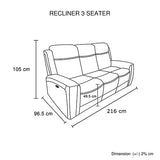 3 Seater Electric Leather/PVC Black Recliner V43-REC-FNX3RBL