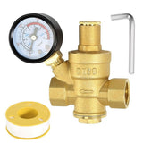 Water Regulator 3/4In with Gauge, Adjustable Water Reducing Valve for Water V1370-AZ4-08070