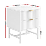 Artiss 2X Bedside Table White Nightstand 2 Drawers FUR-S-BS-03-WHX2