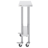 Stainless Steel Work Table 30 x 12 x 38 Inch, with 4 Wheels, 3 Adjustable Height Levels, Heavy Duty V952-CFBXGGZTLCDJEZMQSV0