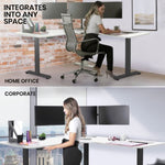 FORTIA 173W x 173W x 75D 3-Motor 120kg Load Adjustable Electric Sit to Stand Up Corner Desk V219-ADKCORFOWTBKC3A