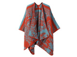 Everyday Fashion Knit Cape Poncho, Soft Faux Cashmere Material, Fresh Soft Orange V1221-XM-LB2125-ZS57