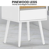 Sarantino Clio Bedside Table Night Stand - White Natural TBL-707-6YQ-WHN