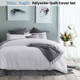 Accessorize White Waffle Polyester Quilt Cover Set Single V442-HIN-QUILTCS-POLYWAFFLE-WHITE-SB