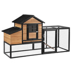 i.Pet Chicken Coop Rabbit Hutch Extra Large Wooden Run Cage Bunny House Outdoor PET-CH-192-BK-AB