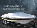 Grey Heavy Duty Waterproof Tarp Covers with Storage Bag, Fits V-Hull, Fish&Ski, Pro-Style, Fishing, V888-ELOSUNG36748