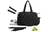 Womens Tennis Gym Bag Sports Tote Fits Two Rackets with Shoe Compartment - Black V1308-DSZKI-142-1