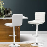 Artiss 2x Bar Stools Padded Leather Gas Lift White BA-TW-NEWT710N-WH-X2