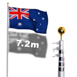Rustproof Aluminum Flag Pole with 7.2m, Heavy-Duty Telescoping Pole for Outdoors, Gardens, Roof V284-AUS-1