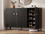 Artiss Shoe Cabinet Fluted Style 25 Pairs Shoe Storage Cupboard Black FUR-AF-SHOE-3D-BK-AB