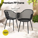 Gardeon 4PC Outdoor Dining Chairs PP Lounge Chair Patio Furniture Garden Black ODF-CHAIR-PP130-BK-4X