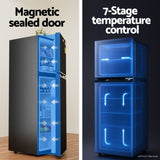 Devanti 122L Two Door Bar Fridge Mini Fridge with Freezer Black BF-F-D-122L-BK