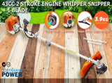 Dynamic Power 43cc Petrol Whipper Snipper Brush Cutter 1 Blade V274-GN-BC4300