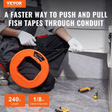 VEVOR Fish Tape, 73.2 m Length, 3 mm, Steel Wire Puller with Optimized Housing and Handle, V952-DJPYDG18240FTTLFXV0