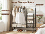 Artiss Clothes Rack Double Rod Airer Rail Coat Stand Hanger Storage Shelf HANGER-E-01-4T-SIBK