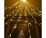350 LED Solar Waterfall String Light Fairy Xmas Tree Hanging Decor Outdoor - Warm White V1263-JX-1636