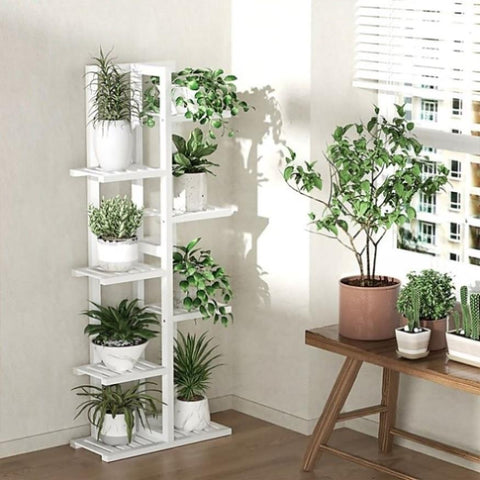 6 Tiers Vertical Bamboo Plant Stand Staged Flower Shelf Rack Outdoor Garden V63-837971