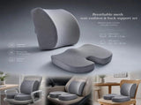 Mesh Grey Seat Waist Cushion Combo 45x36x7, Ergonomic Pack For Home & Vehicle V1221-XM-LB1791-GM63