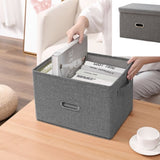 SOGA Grey Super Large Foldable Canvas Storage Box Cube Clothes Basket Organiser Home Decorative Box SBOX004