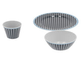 Household Tableware Fruit Salad Plate Bowl Cup Set Dark Blue Grid Pattern for Home Restaurant V1294-YM0901-3118210178011