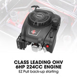 BAUMR-AG 24" Ride On Lawn Mower, Lithium Electric Start System, 6HP 224cc, 5 Cut Heights, Catcher V219-MOWRIDBMP24A