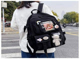 Kawaii Backpack, Cute Bookbags With Kawaii Pin And Accessories black cute kawaii backpack -- V1370-AZ4-06613