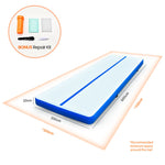 PROFLEX 600x200x20cm Inflatable Air Track Mat Tumbling Gymnastics, Blue & White, with Electric Pump V219-PRFTAT6BWA