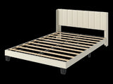 Levede Metal Wooden Bed Frame Double Panel Plush Upholstered Mattress Platform BF1072-D-BG-AU