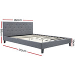 Artiss Bed Frame Queen Size Grey VANKE BFRAME-E-VANKE-Q-GY-AB