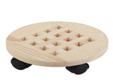 Wooden Mobile Flower Tray with 6 Wheels 360 Degree Rotating Rolling Plant Stand for Home V1294-YM0721-210331DY04-6