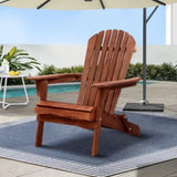 Gardeon Adirondack Outdoor Chairs Wooden Foldable Beach Chair Patio Furniture Brown FF-BEACH-NTLCHAIR-BR