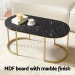 Artiss Coffee Table Marble Effect Black FUR-S-COF09-MB-BK