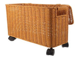 Narrow Plastic Rattan Basket with Lid and Wheels, Space-Saving Home Organizer for Efficient V1369-AZ3-W-14301