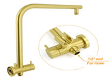 Brushed Gold Round Large 12" Rain Shower Head Stainless Steel Spray Handheld Wall Small Face Mixer V1233-A703GSS019CBGKSR112GKRD201G60