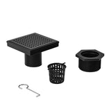 10x10cm Square Shower Drain with Grid Pattern Grate Matte Black 304SS, CUPC Certified with Hair V63-955571