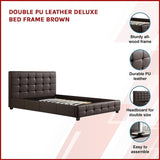 Double PU Leather Deluxe Bed Frame Brown V63-761295