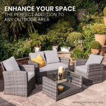 LONDON RATTAN 4 pc Outdoor Furniture Setting, 4 Seater, Lounge Sofa Chairs and Coffee Table, for V219-OTDOLSLR4PTA