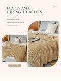 200*230cm Light tan Solid Colour Flannel Throw Blanket - Thick Double-Sided Fleece with Ribbed V888-ELOSUNG50715