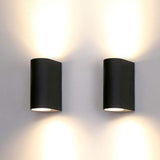 2 Pack Outdoor Wall Lights Aluminum Up Down IP44 Waterproof Black Lamps for Patio Garden Balcony V1237-ZY-522-0095