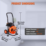 Drain Cleaner Machine 75FT x 3/8Inch, Auto Feed Sewer Snake Auger with 4 Cutter & Air-activated Foot V952-ZDJJKLSGDSTJZXGSSV3